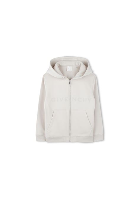 Felpa Zip-Up Beige Chiaro Con Logo su Fronte e Retro GIVENCHY KIDS | H30703184